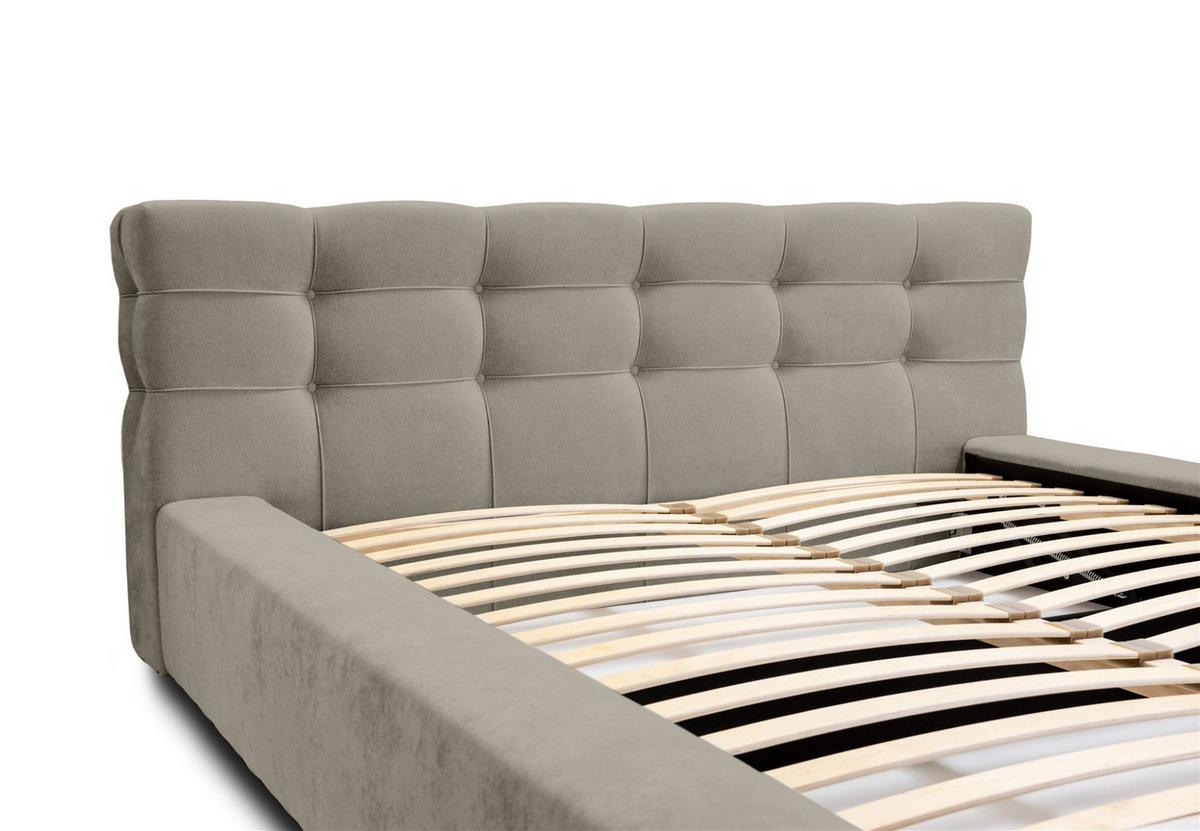POLSTERBETT Antonio Stoff Ditra - Beige, Holzwerkstoff/Textil (160/200cm) - Fun Möbel