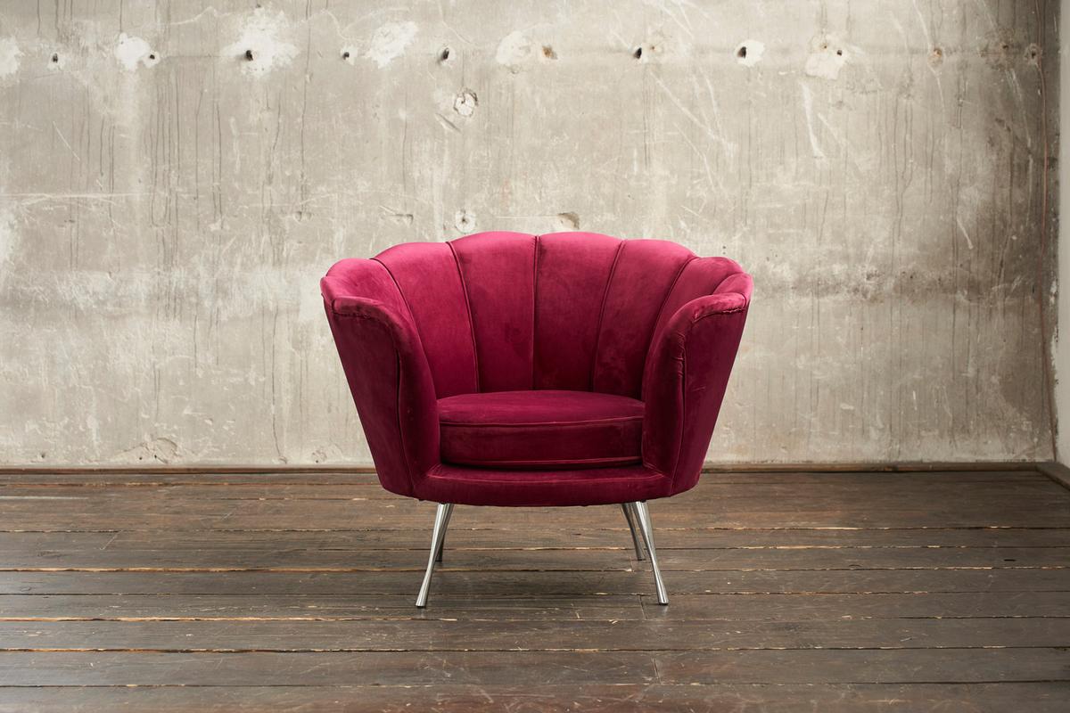 SESSEL NARLA Rot Velvet - Rot/Silberfarben, Textil (97/78/70cm) - KAWOLA