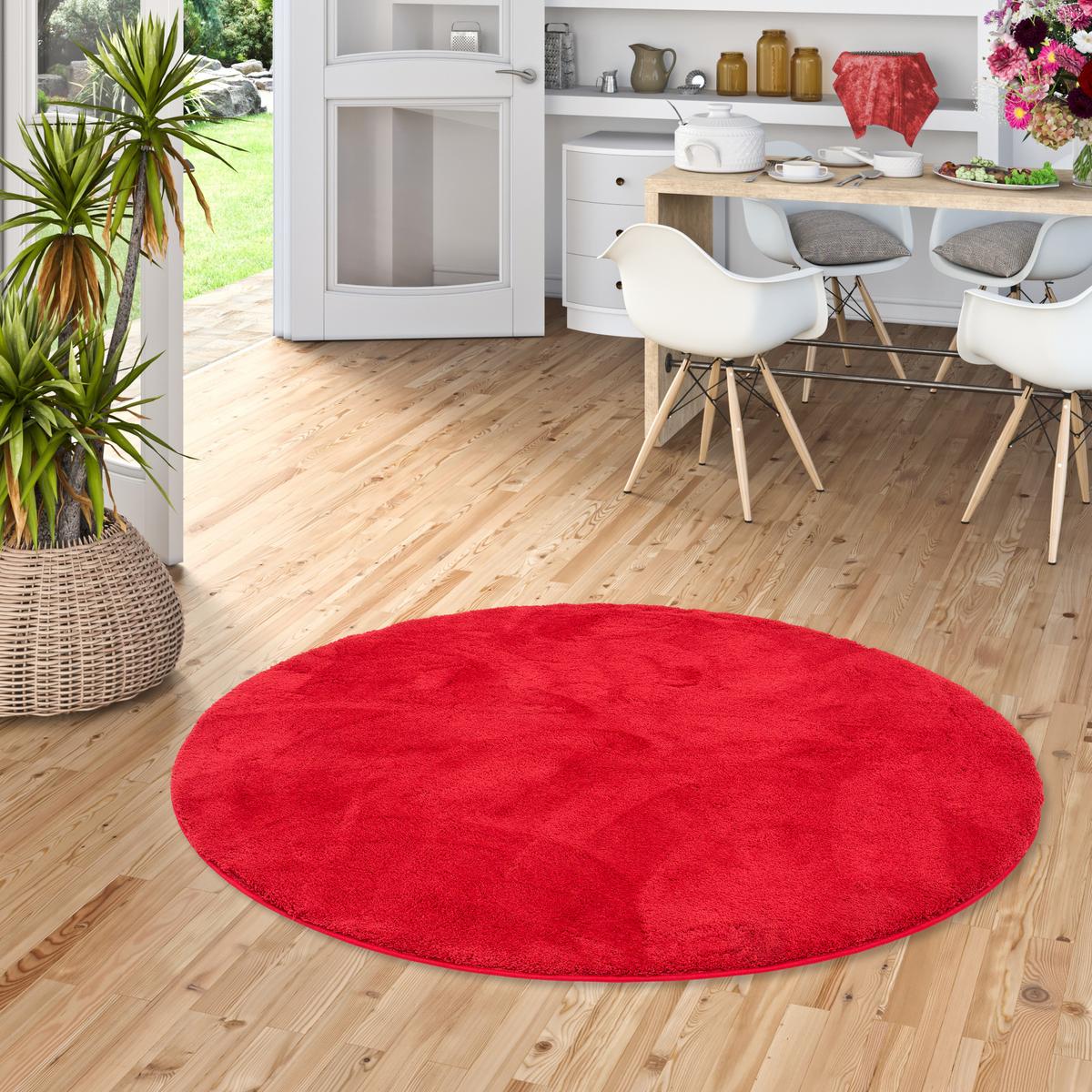 HOCHFLOR SUPER SOFT TEPPICH SILKY RUND - Weinrot, Textil (200/200cm) - Pergamon