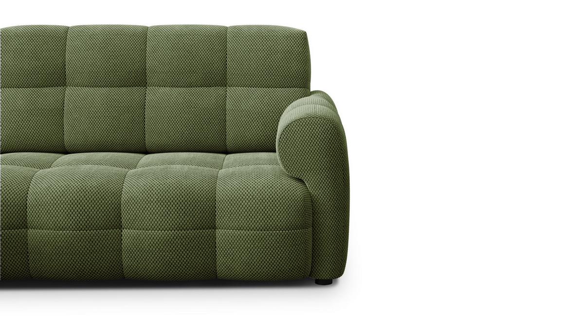 ECKSOFA MELLOW 3-Sitzer, olive - Schwarz/Grün, Holz/Textil (232/156cm) - Wozimo