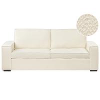 SCHLAFSOFA 3-Sitzer Bouclé Cremeweiß Vuokatti - Creme, Textil (216/89/86cm) - Beliani