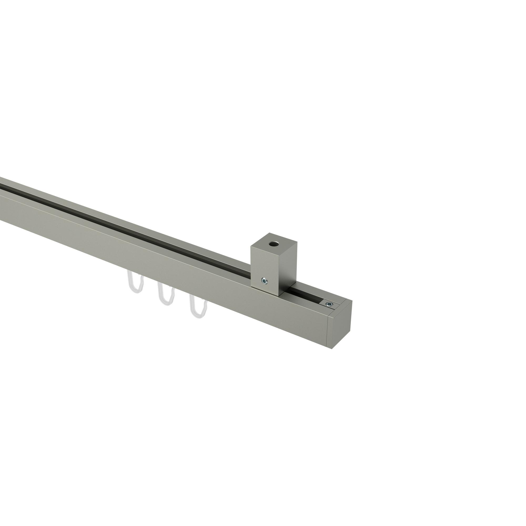 GARDINENSTANGE INNENLAUF Quadline Sono 140 cm, 1-läufig, 20x20 mm Satin-Silber - Silberfarben, Metall (140cm) - INTERDECO