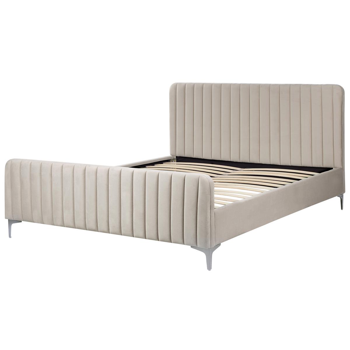 POLSTERBETT 160/200cm Taupe Lunan - Taupe, Textil (160/200cm) - Beliani