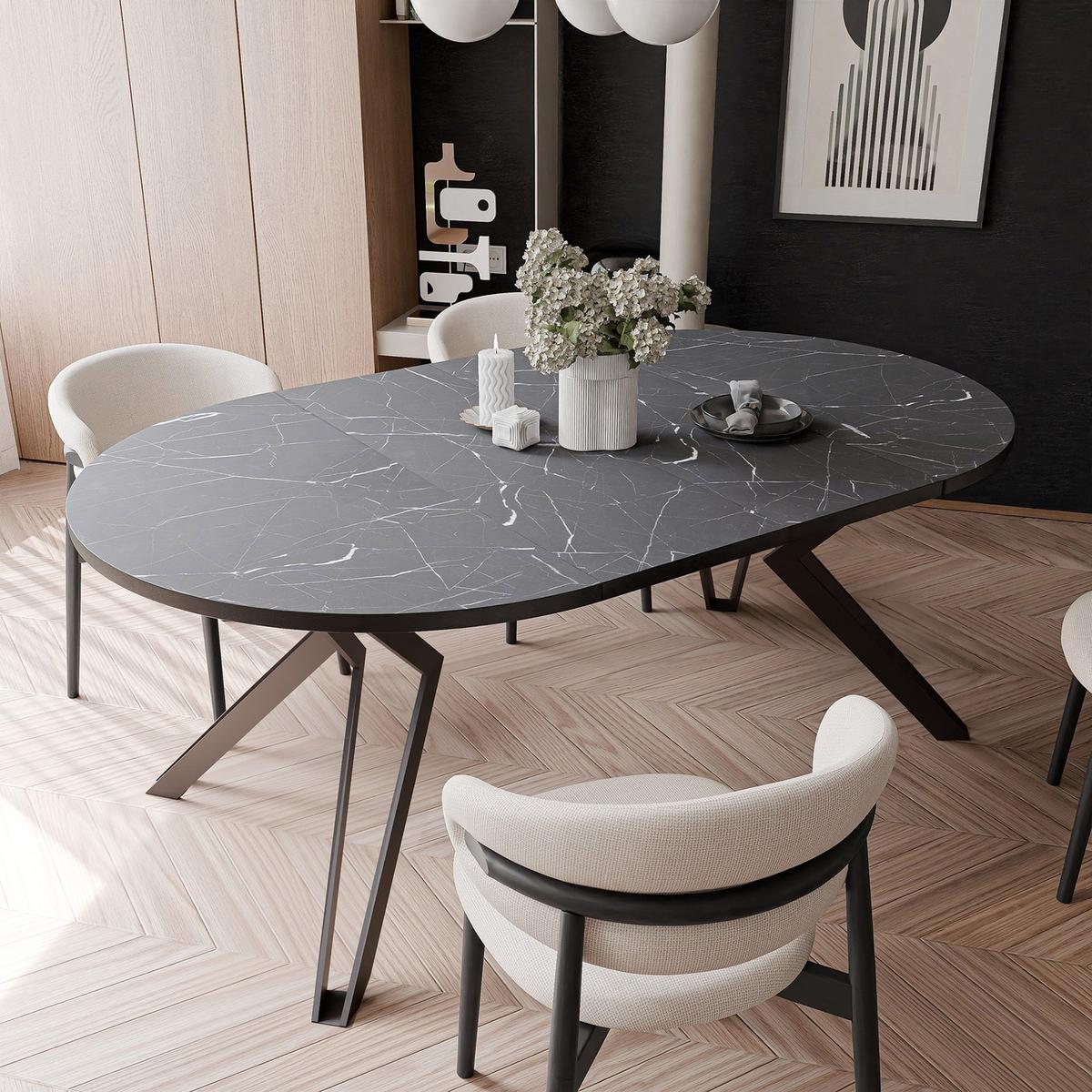 ESSTISCH ausziehbar aus MDF, Schwarz - Schwarz, Holzwerkstoff (100/100/76cm) - Idohome