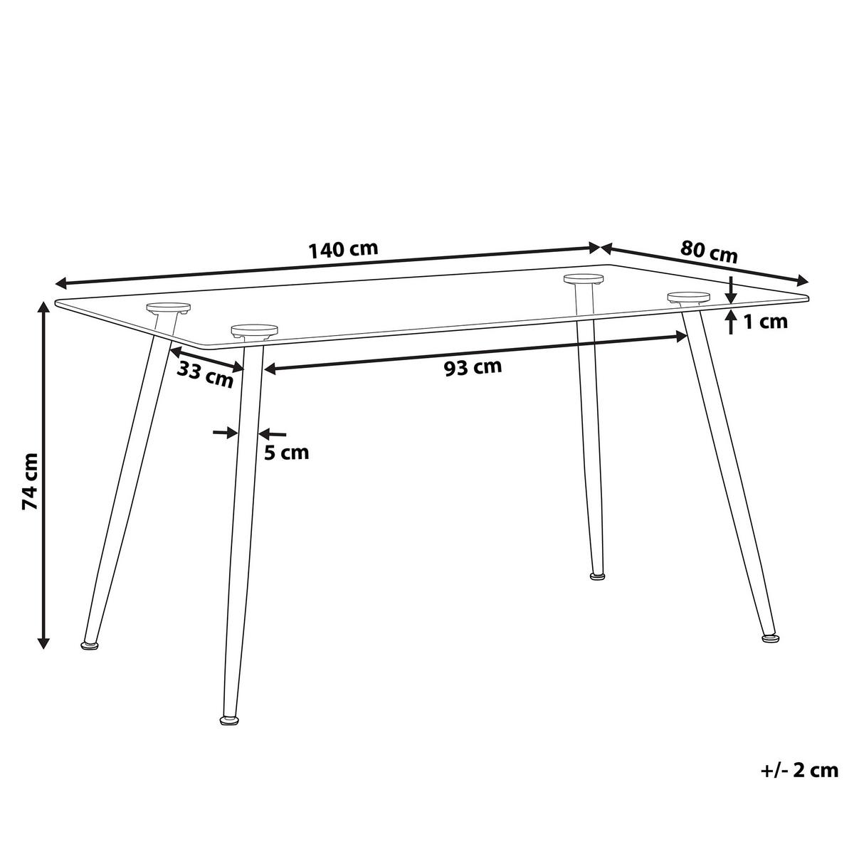 ESSTISCH 140/80/74 cm Transparent, Schwarz Rechteckig Midland - Transparent, Glas (140/80/74cm) - Beliani