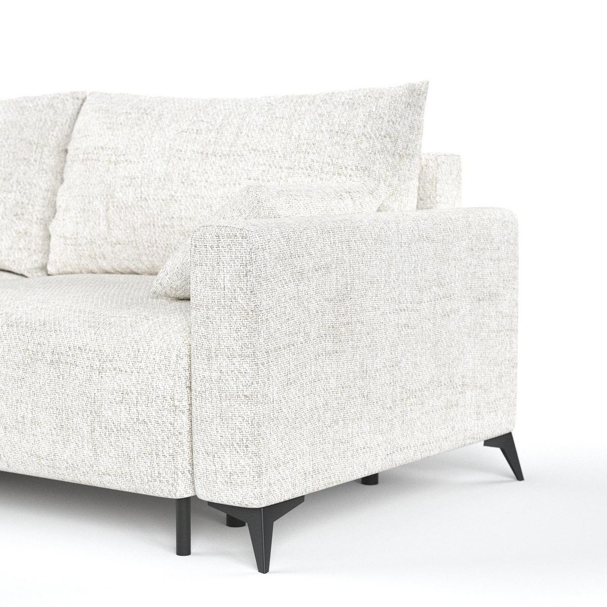 ECKSOFA NUVIO mit Schlaffunktion Creme im Neve Stoff - Creme/Schwarz, Holz/Holzwerkstoff (239/148cm) - AltaBeds