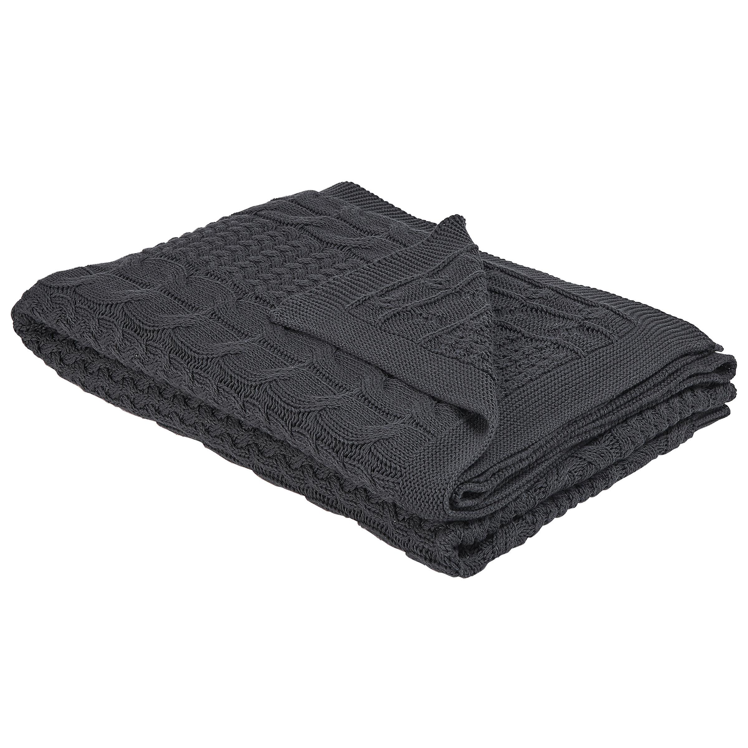DECKE Dunkelgrau Fethiye 170/140 cm - Dunkelgrau, Naturmaterialien/Textil (140/170cm) - Beliani