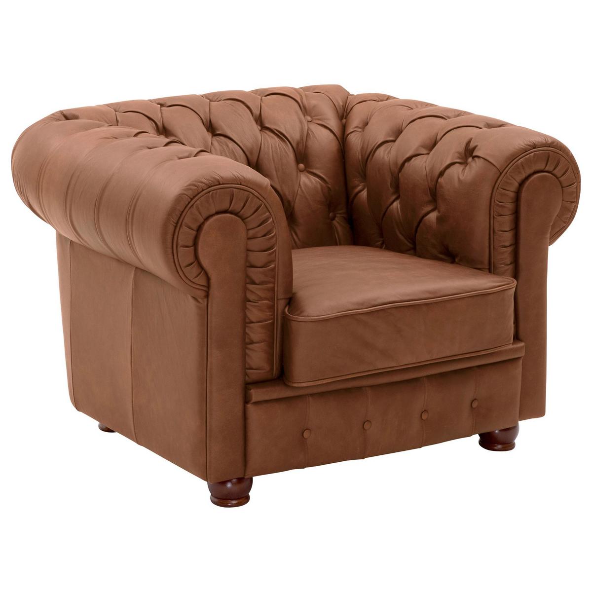 SOFAGARNITUR 3-2-1 Kalea Echtleder (Antikoptik) cognac - Cognac, Leder (200/76/98cm) - 58aufmkessel