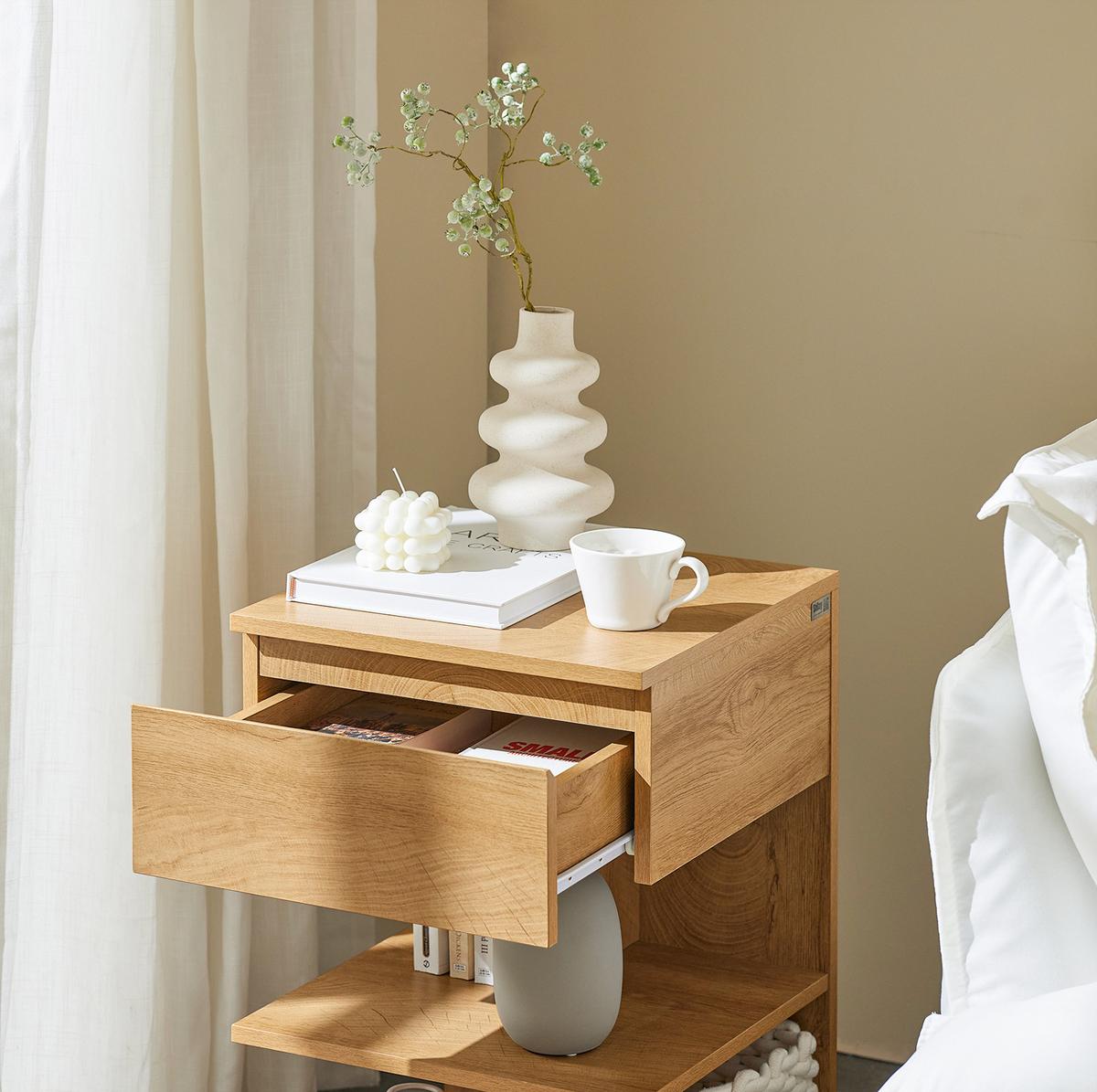NACHTTISCH Natur - Naturfarben, Holzwerkstoff (39/65/39cm) - SoBuy