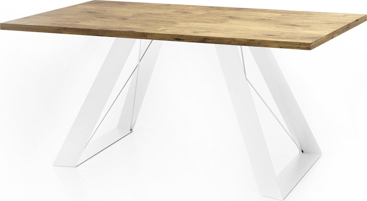 ESSTISCH Colter Weiß rechteckig ausziehbar, Lancelot Eiche 160-260/90/76 cm - Eichefarben/Weiß, Holzwerkstoff/Metall (90/260/76cm) - WFL GROUP