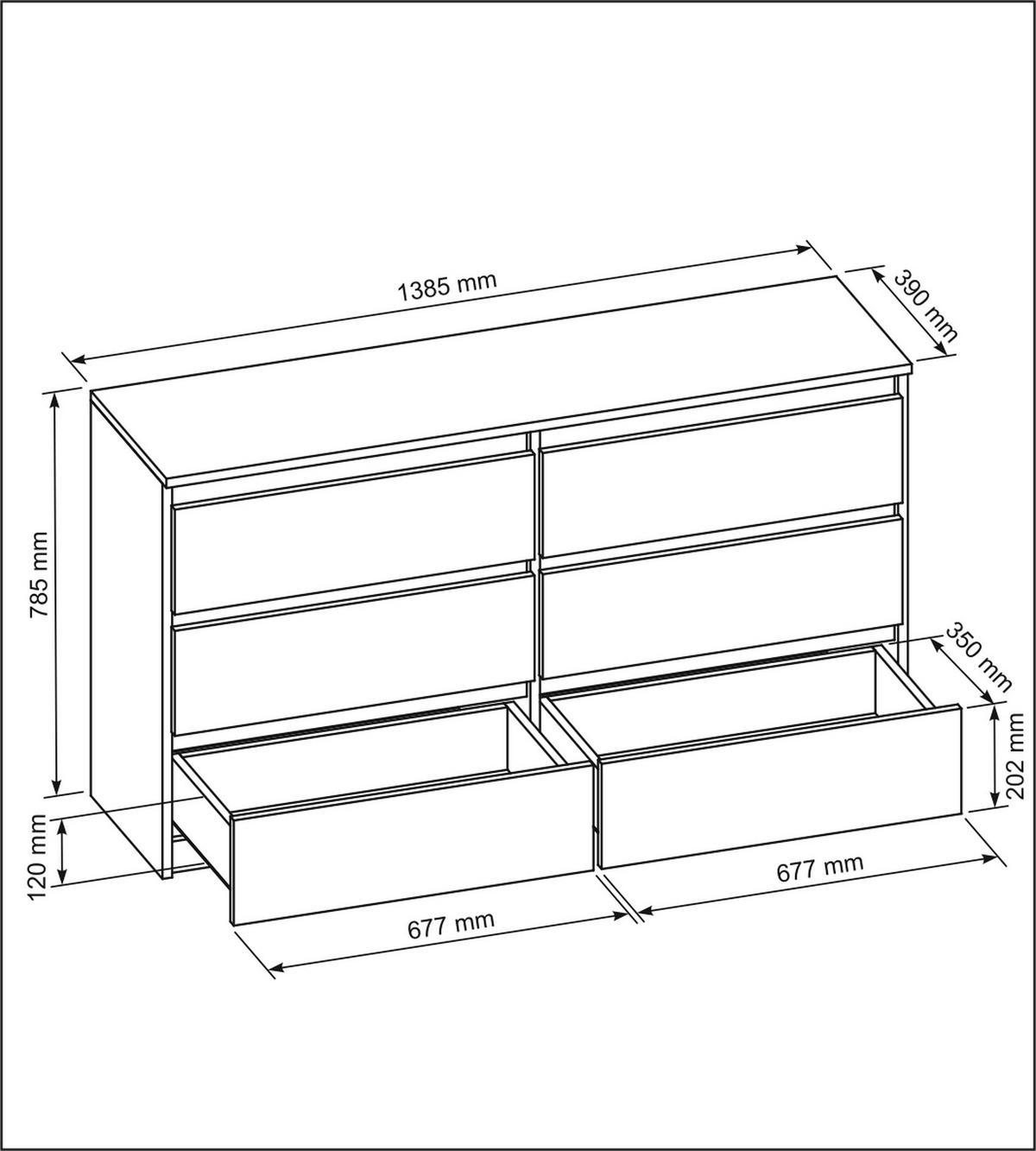 KOMMODE Schwarz 139/79/39 - Schwarz, Holzwerkstoff (139/79/39cm) - RAUMHIRSCH FURNITURE