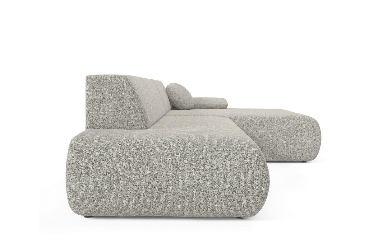 ECKSOFA DELTA R-S Grau Geflochtener Stoff mit Schlaffunktion - Grau, Holz (286/173.5cm) - MASSENO