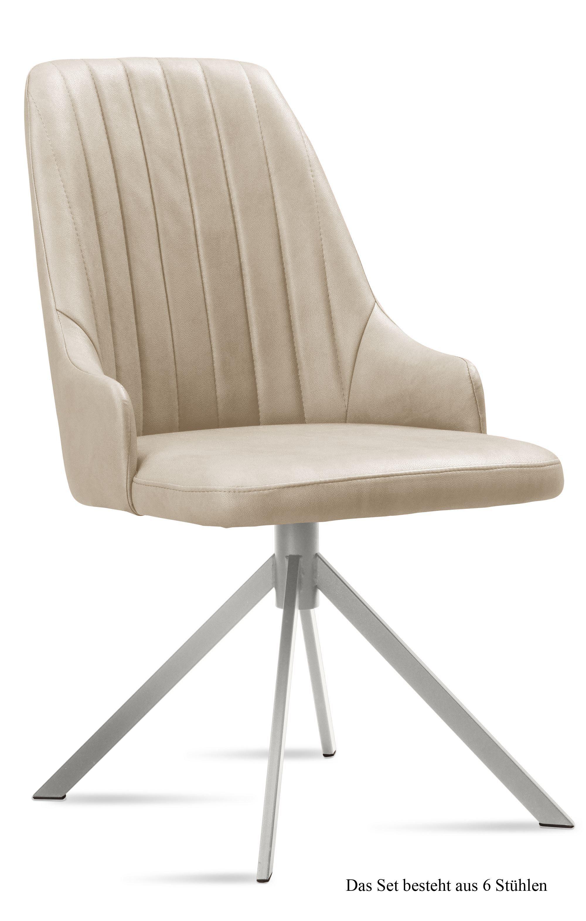 ESSZIMMERSTUHL (6er-Set) Dorrit 52x91x60 Edelstahl/Natur - Edelstahlfarben/Naturfarben, Kunststoff (60/91/52cm) - 58aufmkessel