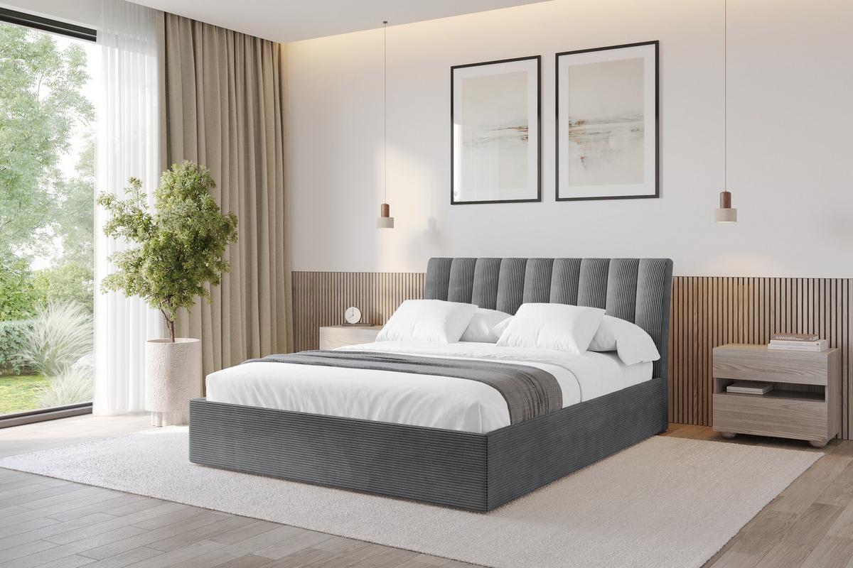 POLSTERBETT mit Bettkasten und Lattenrost, Bett mit Matratze H3/H4 - ILAN 160x200 Dunkelgrau - Anthrazit, Holzwerkstoff/Textil (160/200cm) - ALTDECOR