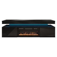 TV-LOWBOARD EF 2D Glossa mit Kamin - Schwarz, Holzwerkstoff/Kunststoff (190/59/41cm) - MIRJAN24