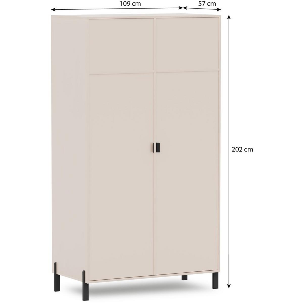 DREHTÜRENSCHRANK Cortina mit 2 Türen, 110 cm, Sandbeige - Sandfarben/Schwarz, Holzwerkstoff (109/202/57cm) - Beautysofa