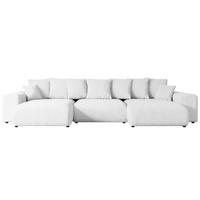 WOHNLANDSCHAFT mit Schlaffunktion ESKAR-U -364x176x84cm Weiß Bouclé - Schwarz/Weiß, Holzwerkstoff/Kunststoff (364/72/176cm) - ALTDECOR