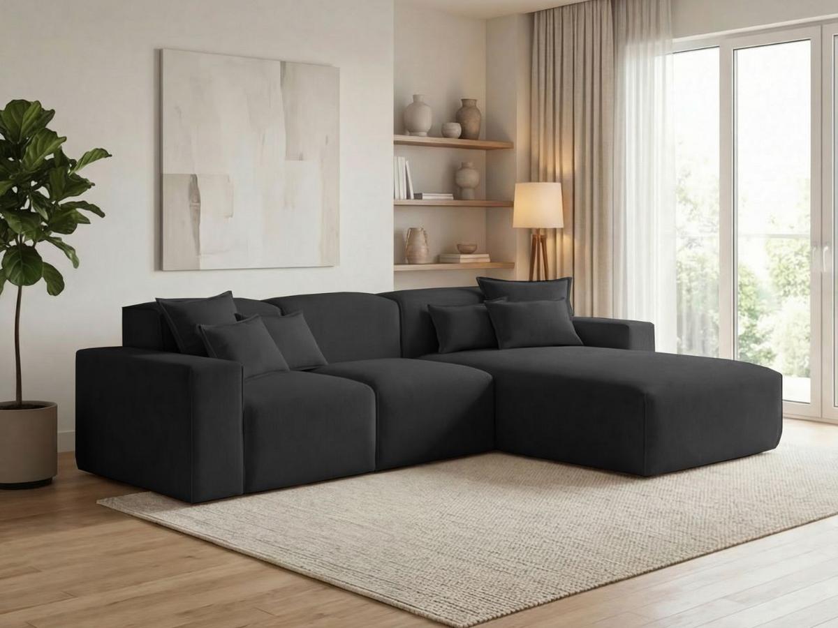 ECKSOFA Leni Schwarz Rechts - Schwarz, Holz/Textil (180/265cm) - Graingold