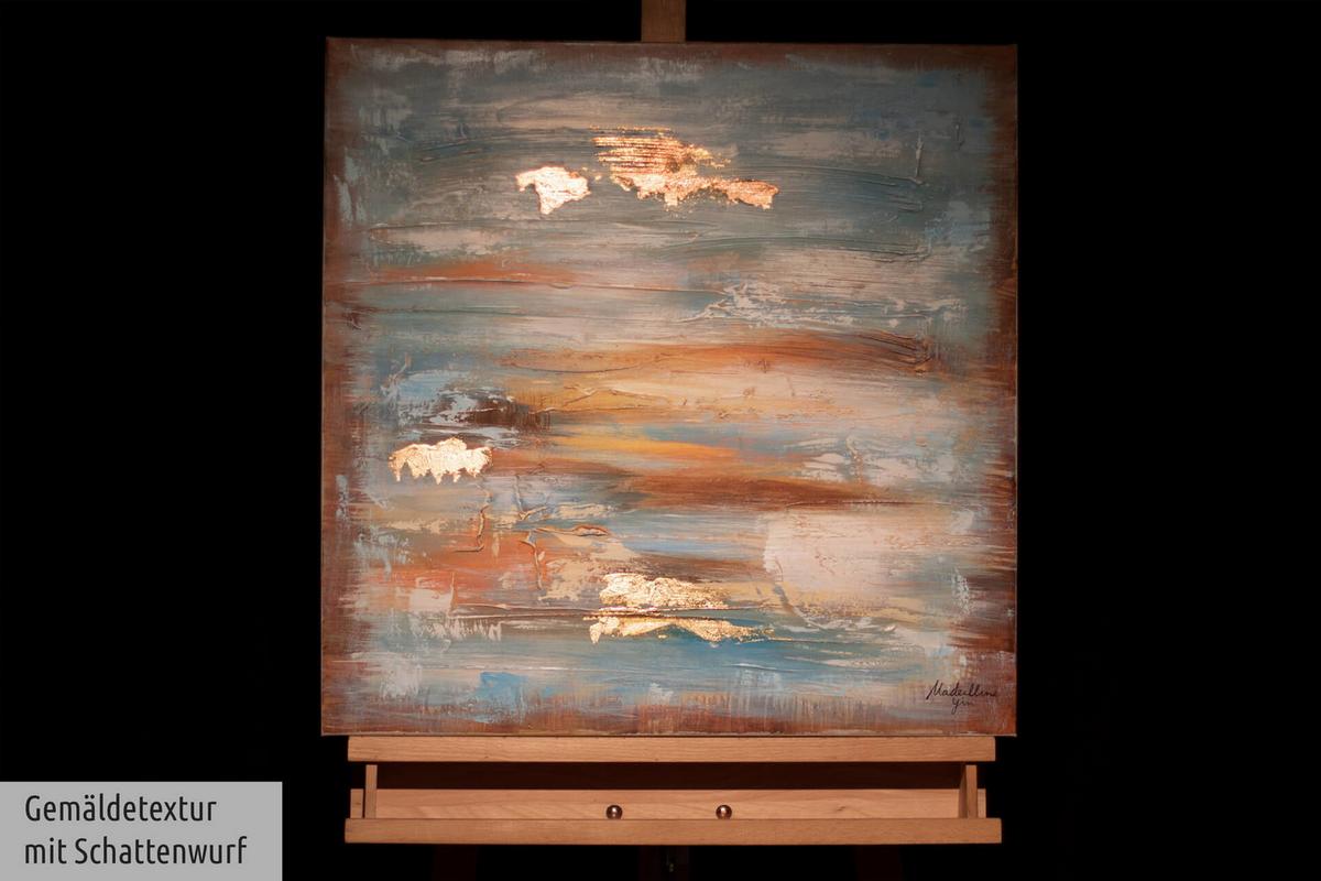 ACRYLBILD HANDGEMALT 60/60 cm - Blau/Braun, Holz/Textil (60/60cm) - KUNSTLOFT