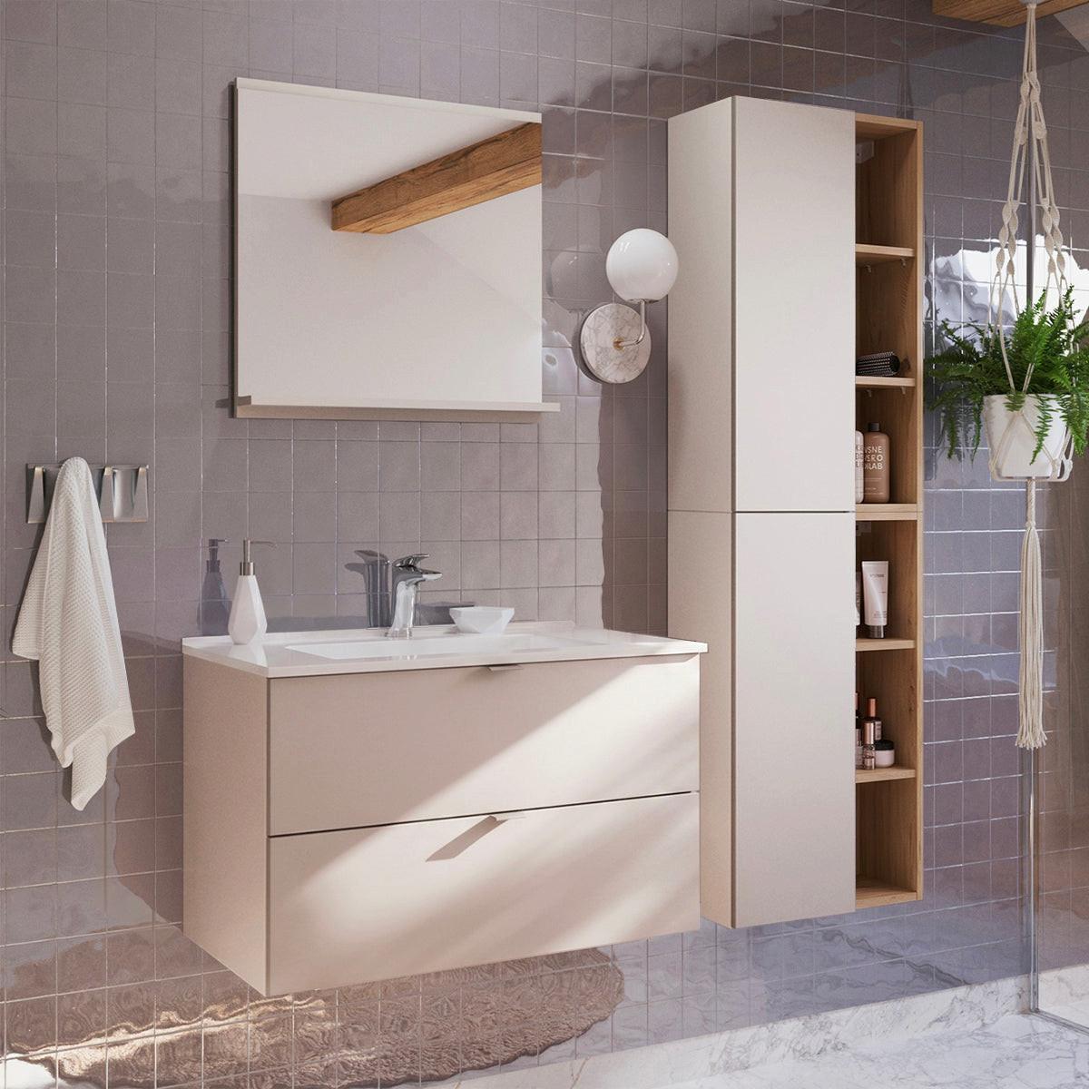 BADMÖBEL 80cm Azel 2er-Set Kaschmir - Beige, Holzwerkstoff (80/50/46cm) - Petits-meubles