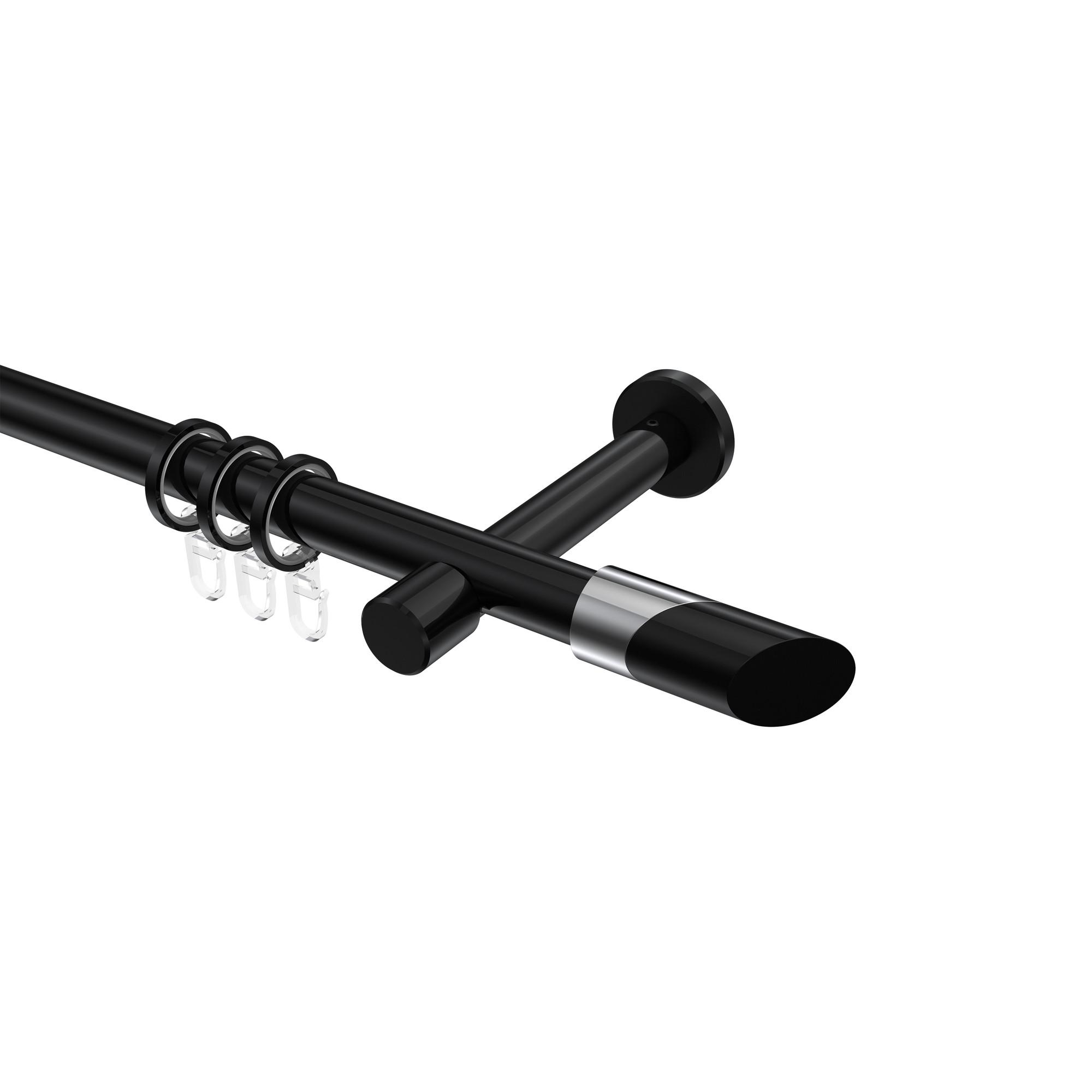 GARDINENSTANGE Prestige Verano 120 cm, 1-läufig, 20 mm Ø Schwarz - Chromfarben/Schwarz, Metall (120cm) - INTERDECO