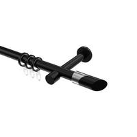 GARDINENSTANGE Prestige Verano 120 cm, 1-läufig, 20 mm Ø Schwarz - Chromfarben/Schwarz, Metall (120cm) - INTERDECO