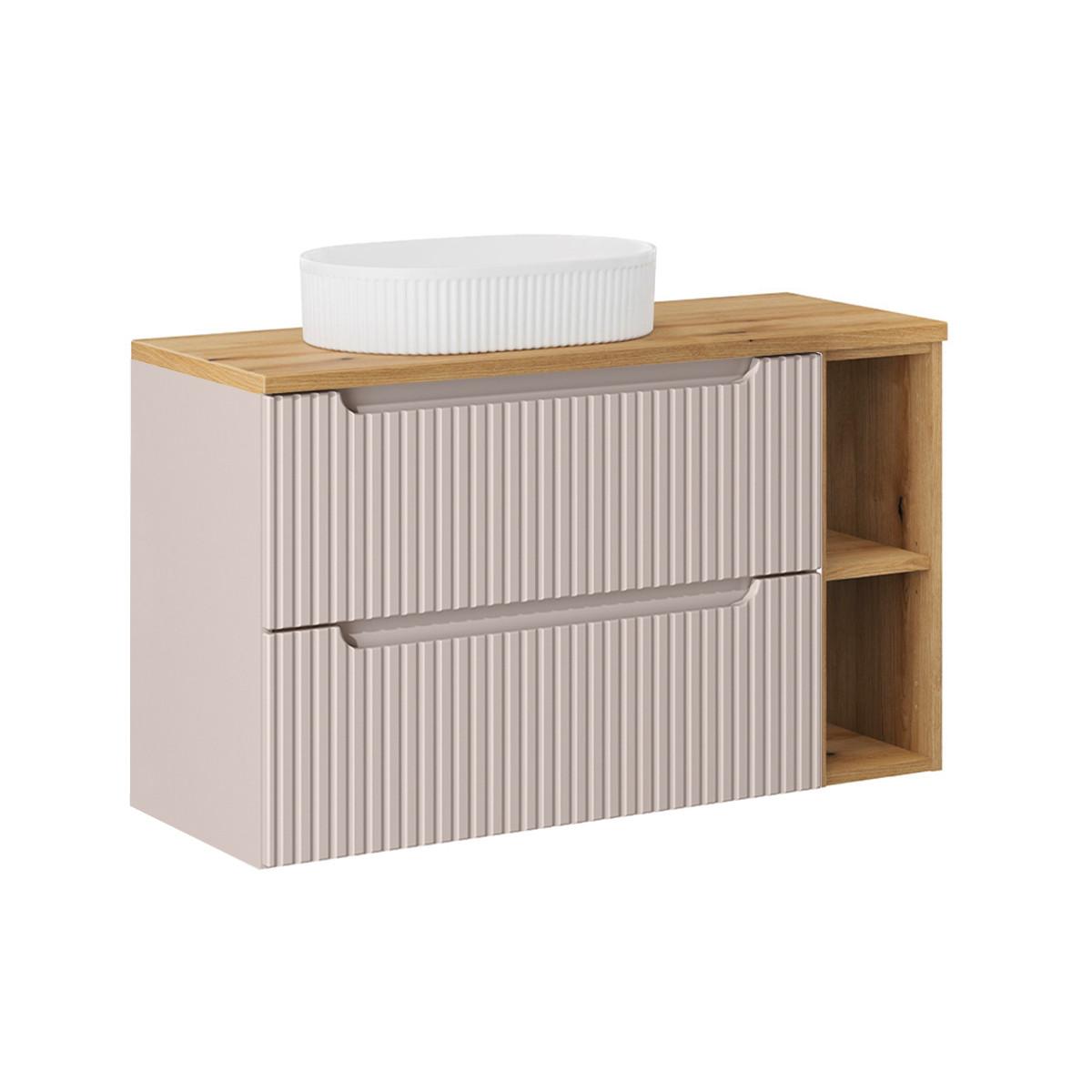 WASCHTISCH 100.4cm Riva Kaschmir und Holz - Beige, Holzwerkstoff (100.4/59/40cm) - Petits-meubles