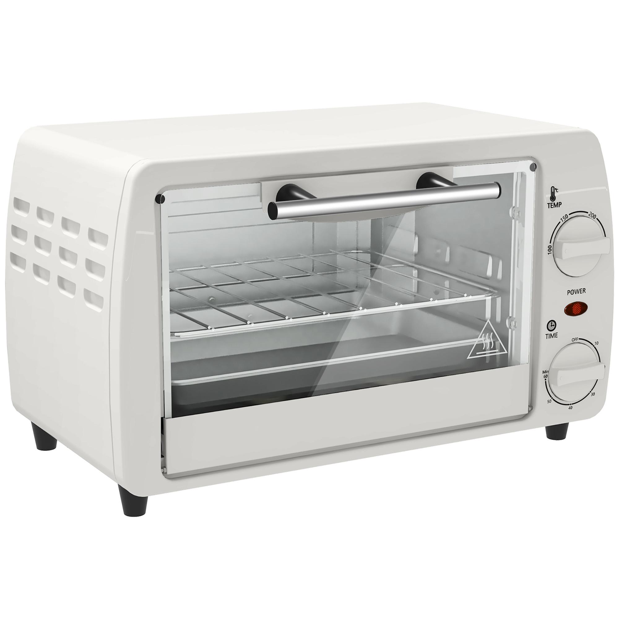MINIBACKOFEN Metall Hartglas Cremeweiß - Creme, Metall (36.5/26/22cm) - HOMCOM