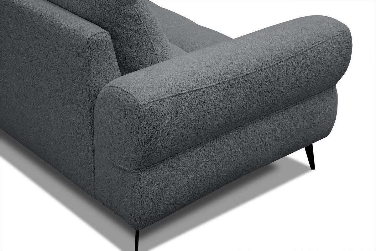 ECKSOFA SALVINI 4-Sitzer, graphitfarben - Graphitfarben/Schwarz, Holzwerkstoff/Textil (292/158cm) - Wozimo