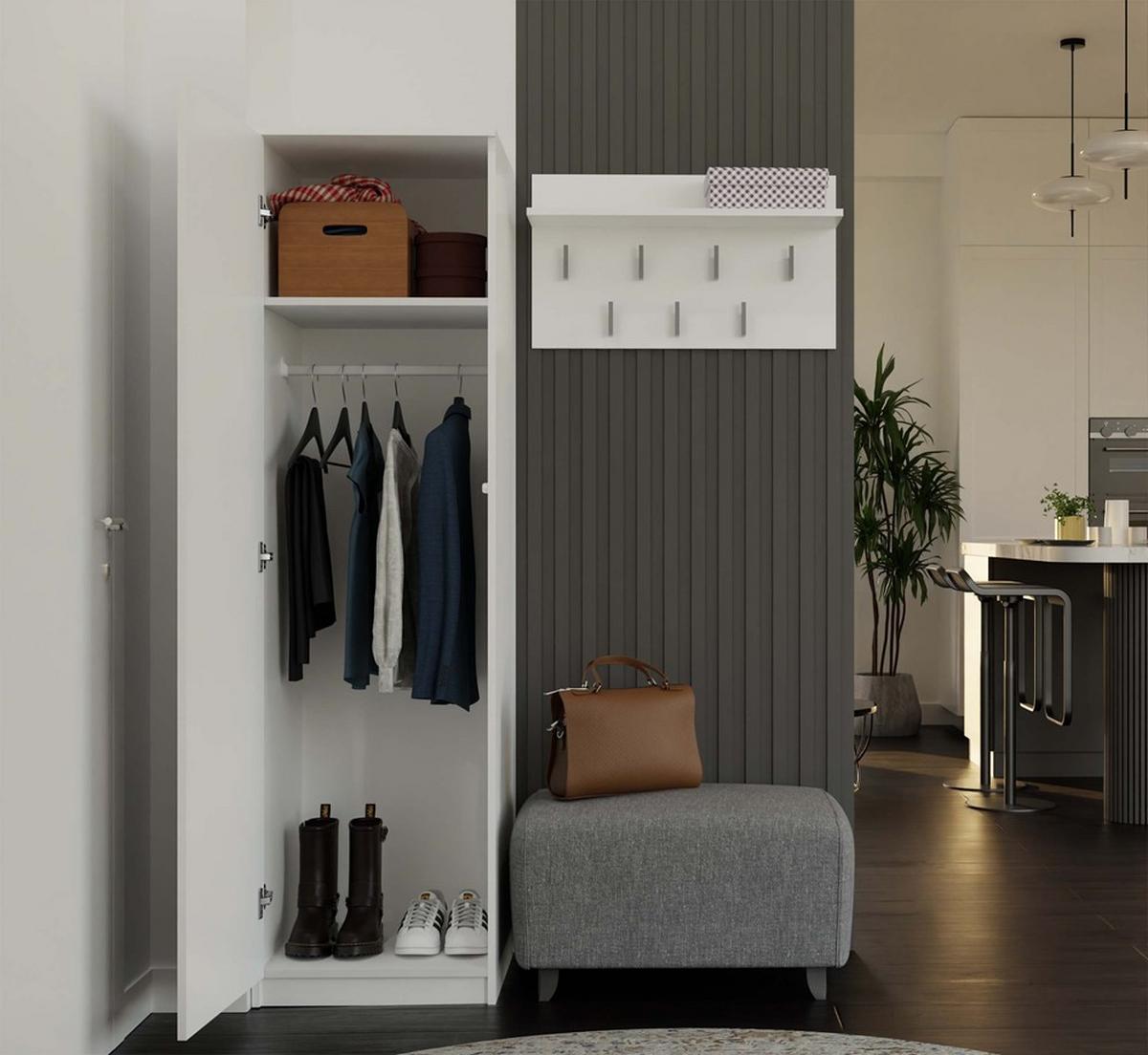 KLEIDERSCHRANK Weiß 50/180/50 - Weiß, Holzwerkstoff (50/180/50cm) - RAUMHIRSCH FURNITURE