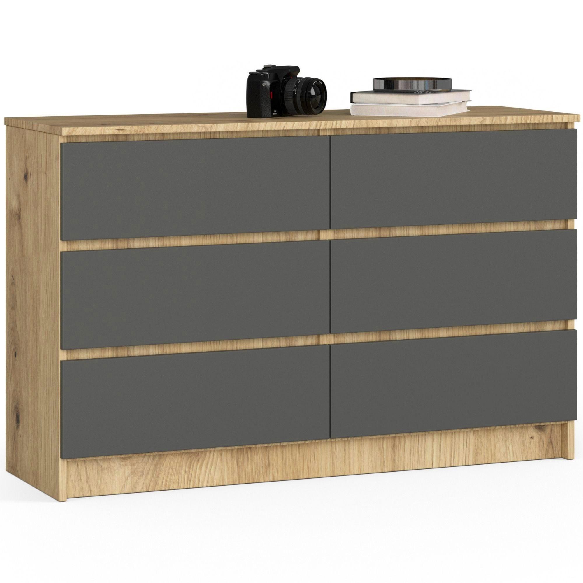 KOMMODE Eiche Artisan, Graphit Grau 77/120/40 - Eiche Artisan, Holzwerkstoff (120/77/40cm) - RAUMHIRSCH FURNITURE