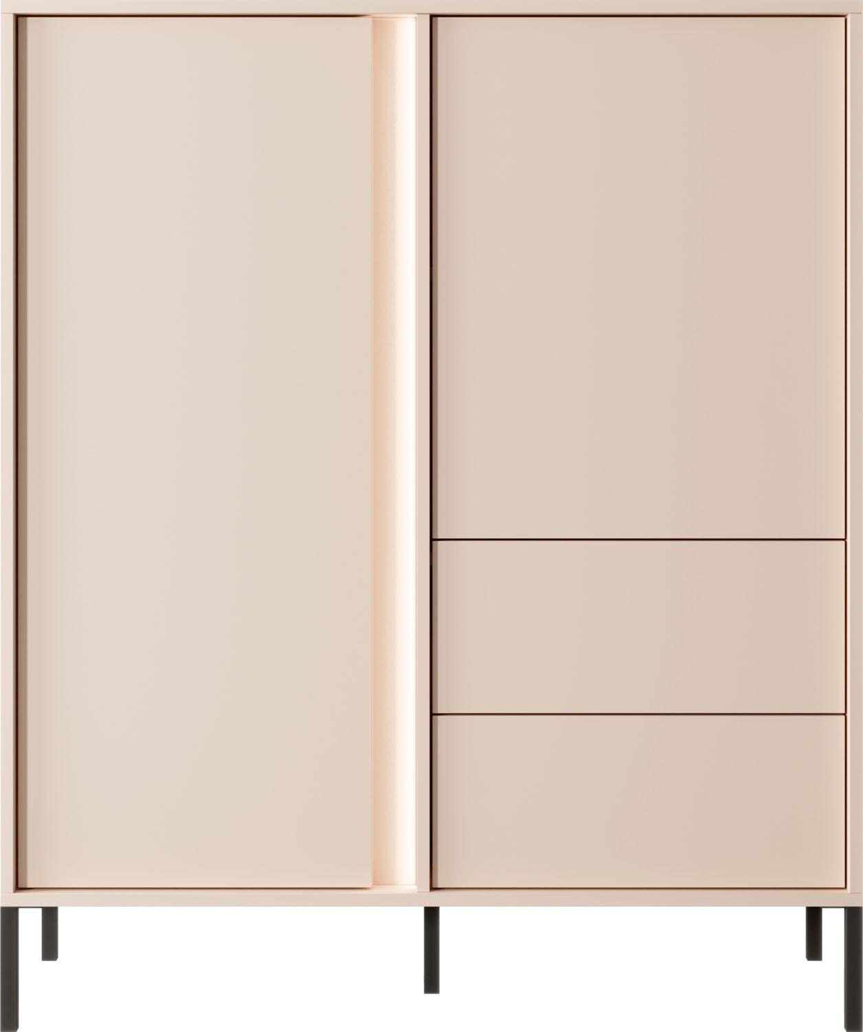 HIGHBOARD Donna in Beige 103/123/40 cm - Beige/Schwarz, Holzwerkstoff/Metall (103.3/123.4/39.5cm) - WFL GROUP