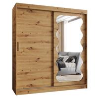 SCHIEBETÜRENSCHRANK mit Spiegel SPOTI 200/180/62 2-türig - Silberfarben/Eiche Artisan, Holz (180/200/62cm) - MÖBEL KRYSPOL