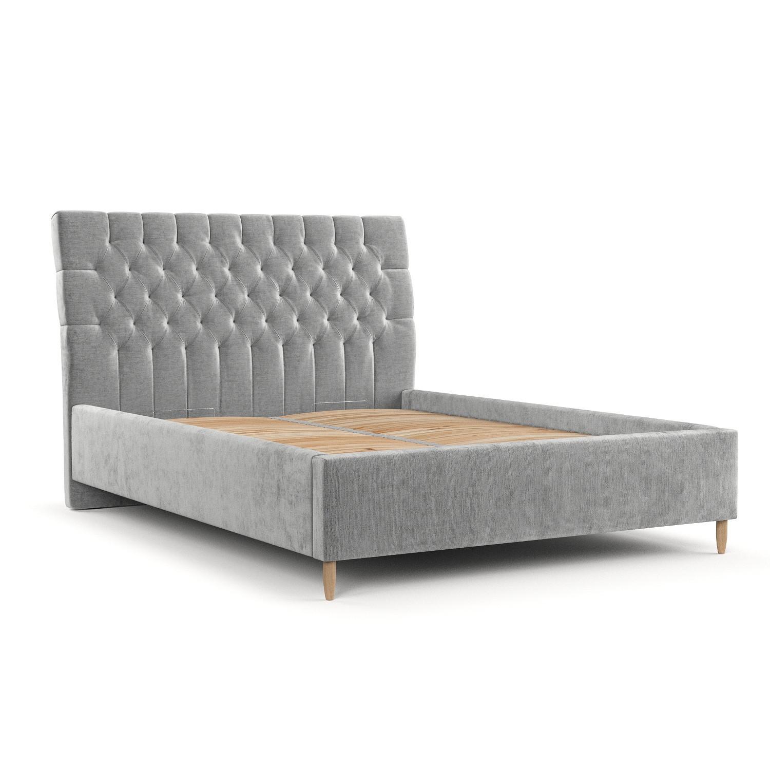 POLSTERBETT Lira 180/200 cm Hellgrau im Lotta Stoff - Hellgrau/Naturfarben, Holz/Holzwerkstoff (180/200cm) - AltaBeds