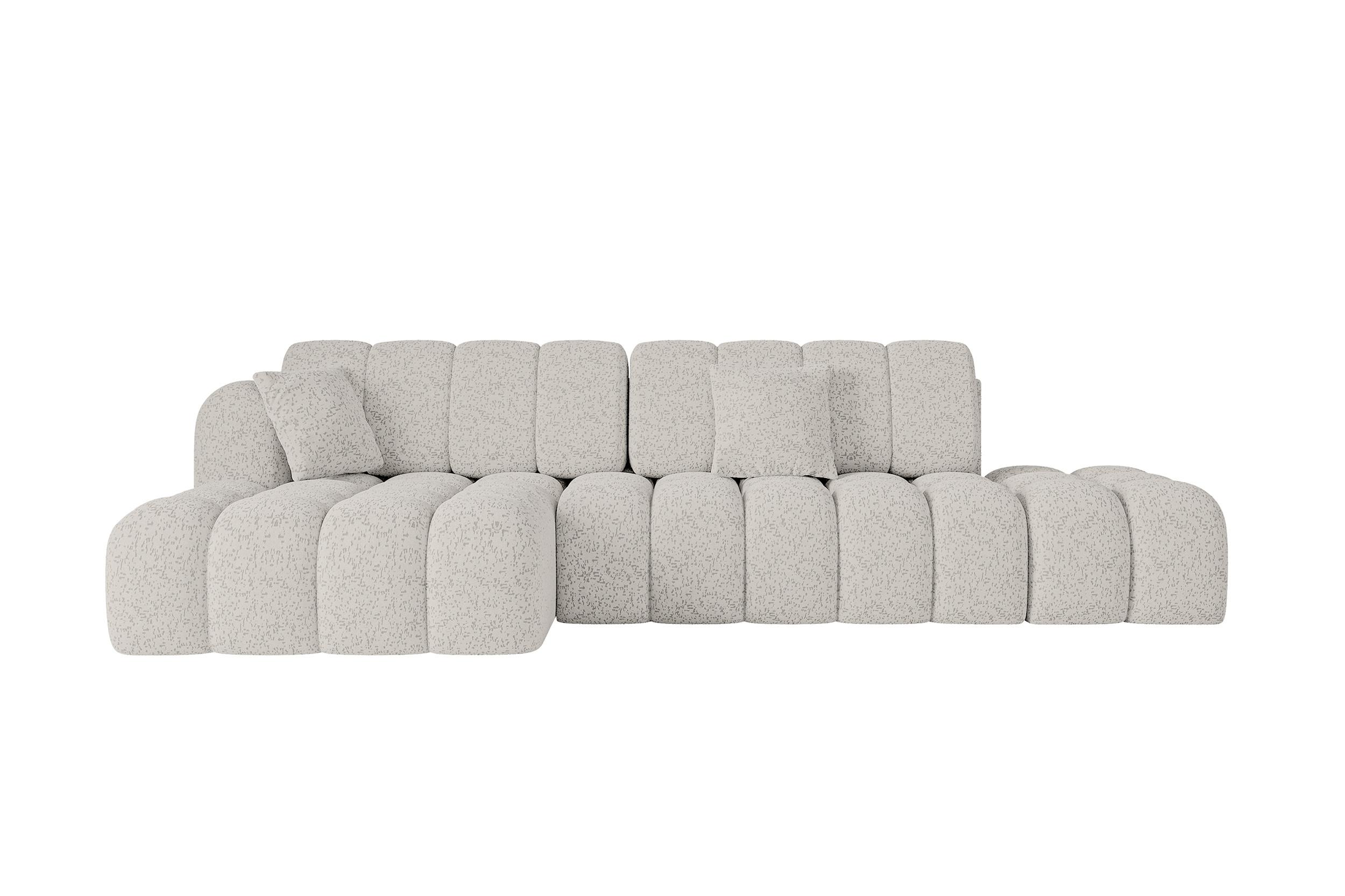 ECKSOFA mit Schlaffunktion Ottomane Links OLEA-L2 321x164x75 Hellgrau Tissu - Silberfarben/Schwarz, Holzwerkstoff/Kunststoff (321/164cm) - ALTDECOR