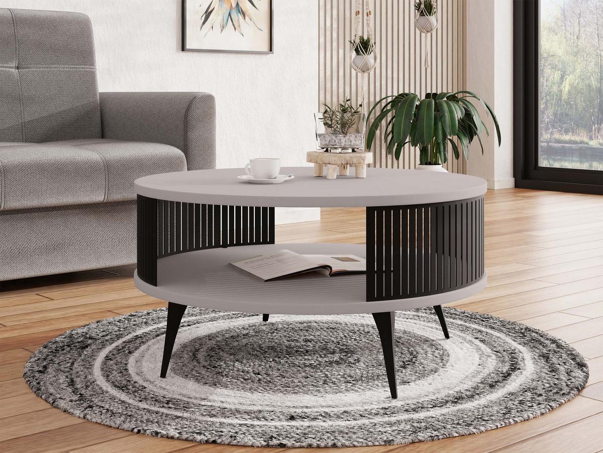 COUCHTISCH Roenni - Kaschmir/Schwarz, Holzwerkstoff/Metall (75/75/44cm) - MIRJAN24