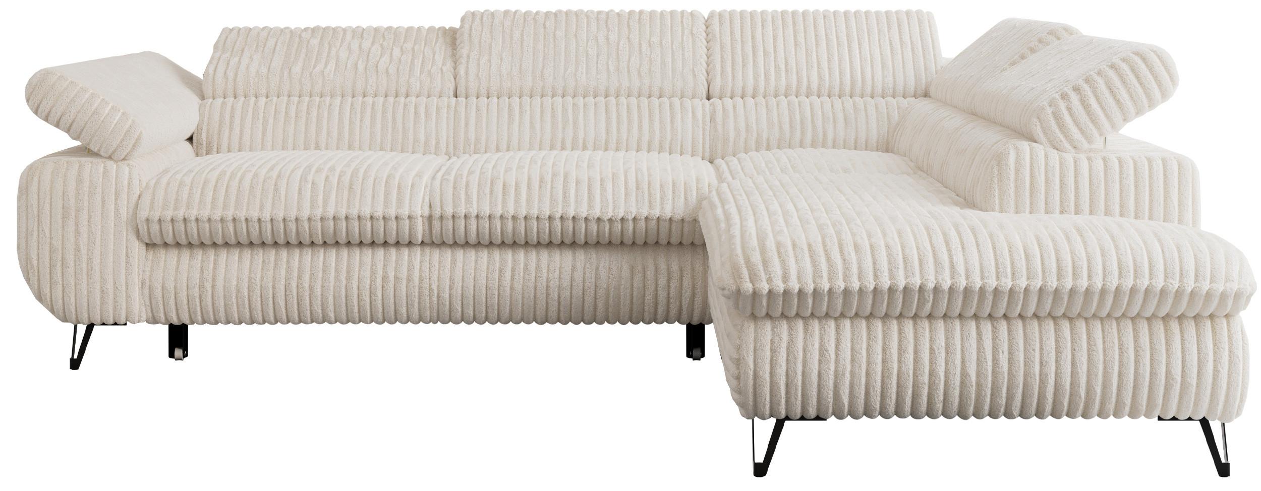ECKSOFA PETER L Beige Cord - Rechts Seite - Beige/Schwarz, Textil/Metall (273/208cm) - MKS