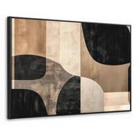 LEINWAND Bilder mit Rahmen - Abstrakt - Flugzeuge - Schwarz - Rund - 140x90 - Beige, Textil (140/90cm) - MuchoWow