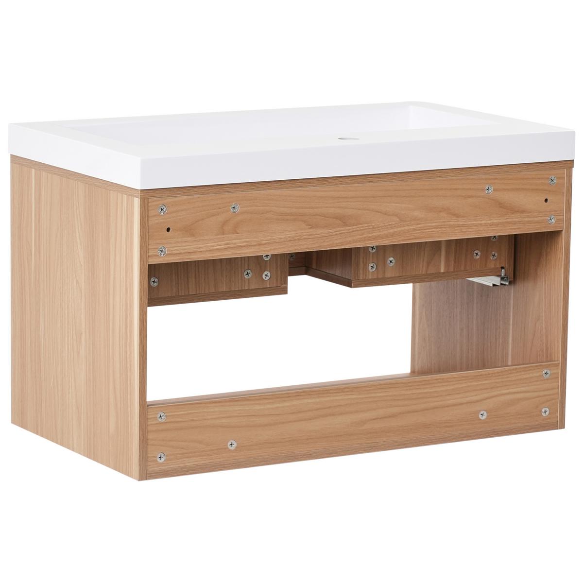 WASCHBECKENUNTERSCHRANK wandmontiertk mit Waschbecken Hellbraun Berbice - Hellbraun, Holzwerkstoff (80/45/92cm) - Beliani