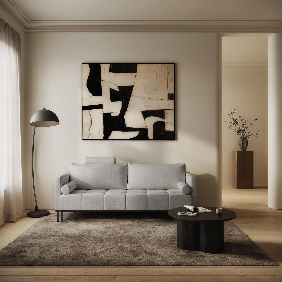 SCHLAFSOFA Skilia mit Schlaffunktion, 3-Sitzer 224 cm - Hellgrau/Schwarz, Textil/Metall (224/85/102cm) - Selsey