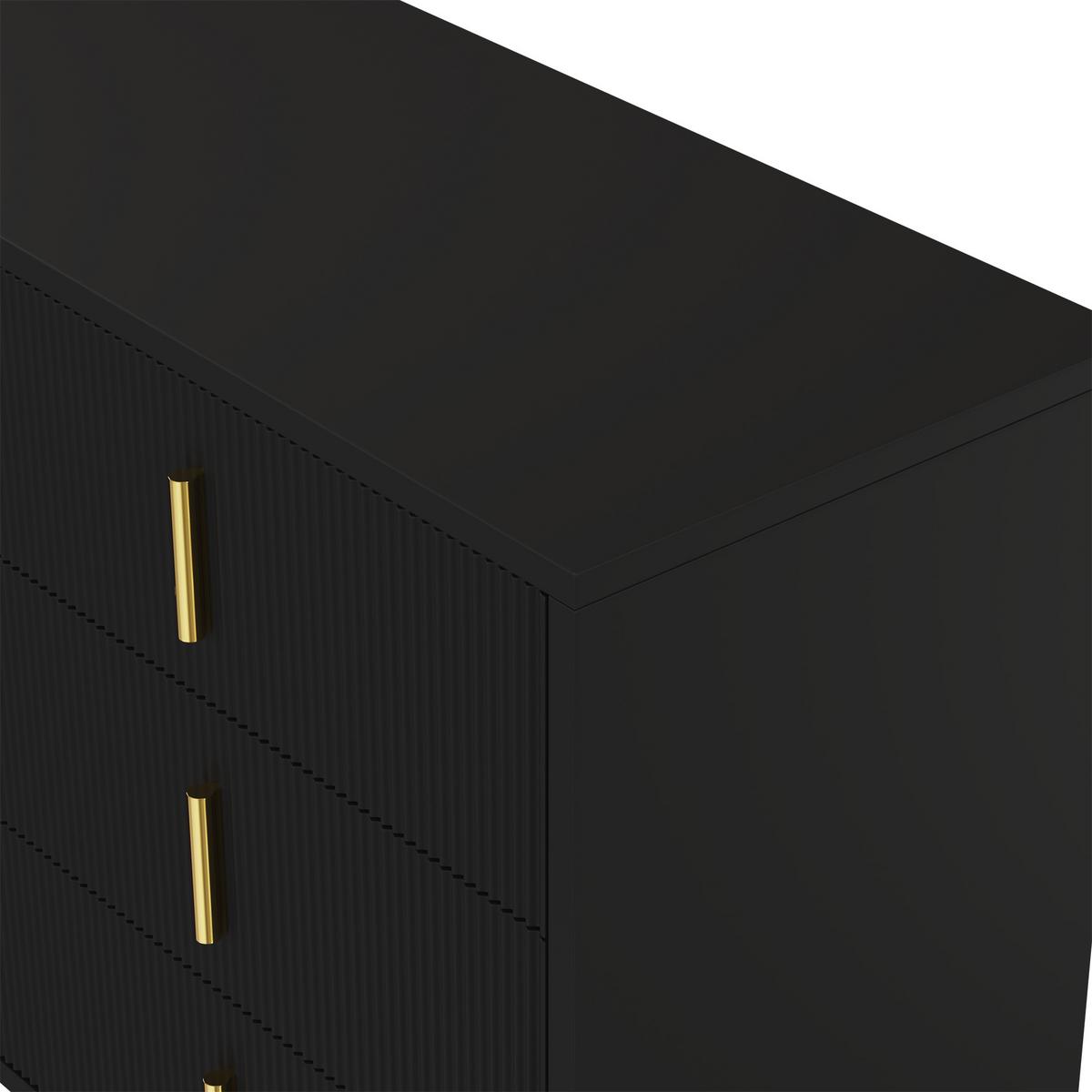 SIDEBOARD schwarz gold 120cm 6 schubladen modern - Schwarz, Holzwerkstoff (120/77/40cm) - Urban Meuble