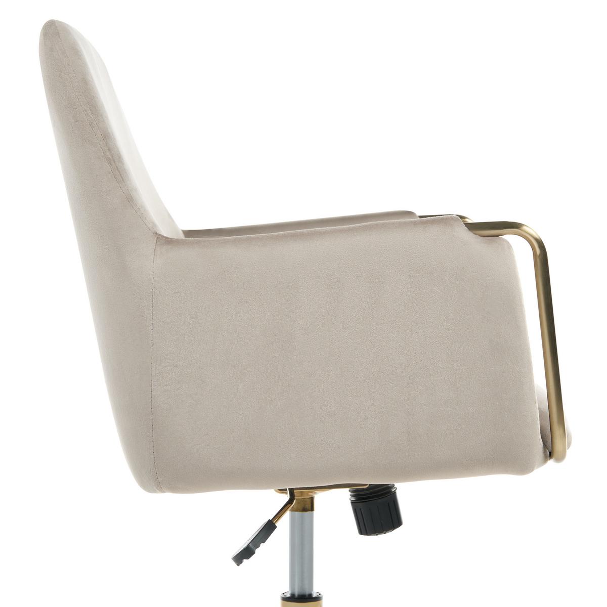 SCHREIBTISCHSTUHL Samtstoff Beige Altona - Beige/Goldfarben, Textil/Metall (59/84/59cm) - Beliani