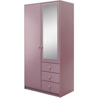 DREHTÜRENSCHRANK Solea Lux mit 2 Türen und 3 Schubladen, Pflaume - Pflaume/Goldfarben, Holzwerkstoff (100/200/57.5cm) - Beautysofa