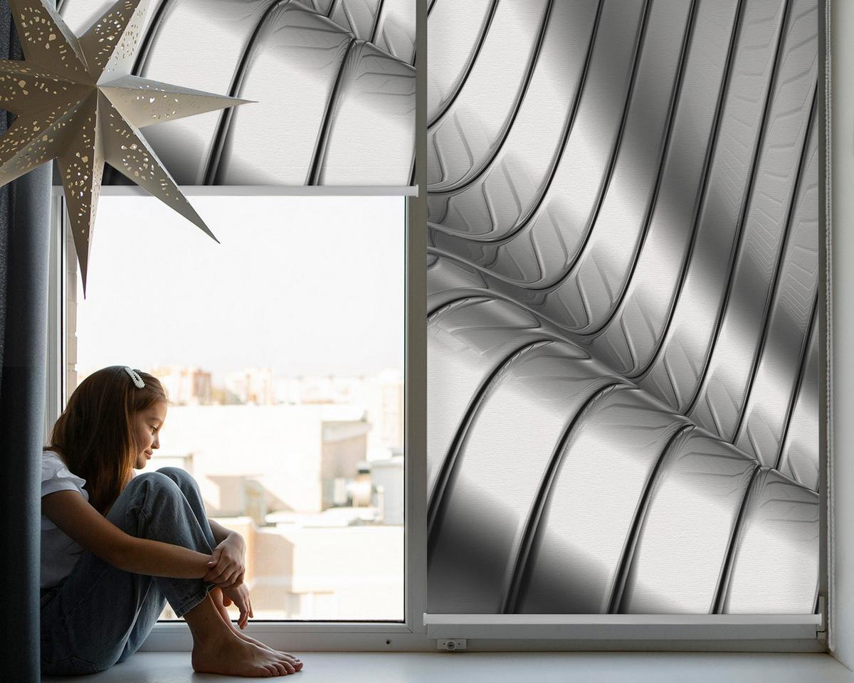 INNENROLLO - Fensterrollo - Rollo - 120x140 cm - Metallabstraktion - Grau, Kunststoff (120/140/0.5cm) - TULUP