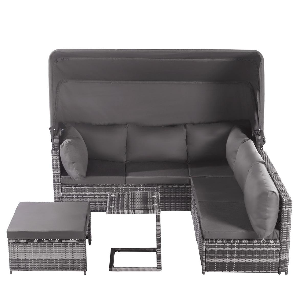 LOUNGEGARNITUR wetterfest - grau - Grau, Metall - Urban Meuble