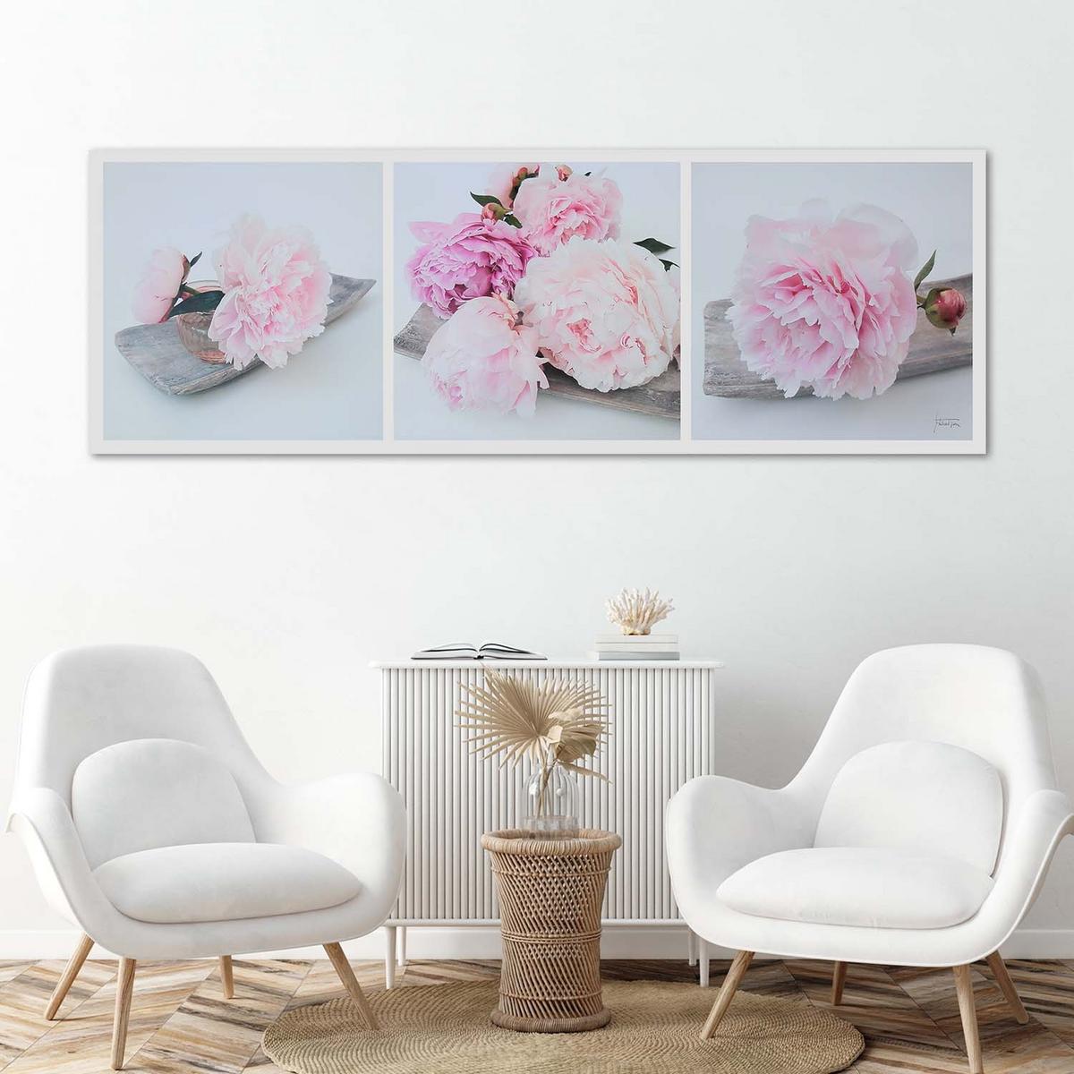 WANDBILD rosa pfingstrosenblüten - Pink, Textil (90/30cm) - Feeby