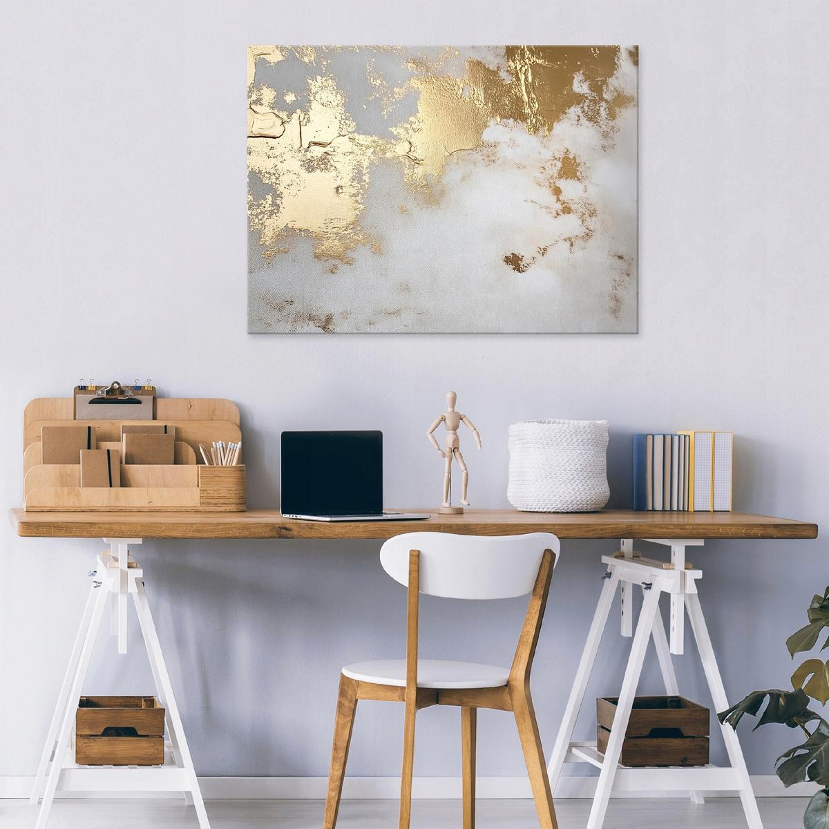 BILDER Abstrakt Marmor Grau Gold Modern Wohnzimmer 120x80 - Grau, Holzwerkstoff (120/80cm) - Wallarena