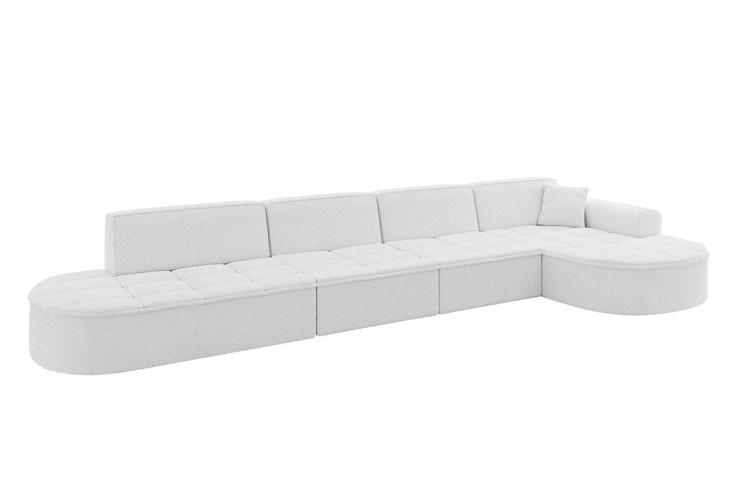 ECKSOFA Ottomane Rechts TARO-L3 - 413x171x79,5 cm Weiß - Weiß, Holzwerkstoff/Textil (413/171cm) - ALTDECOR