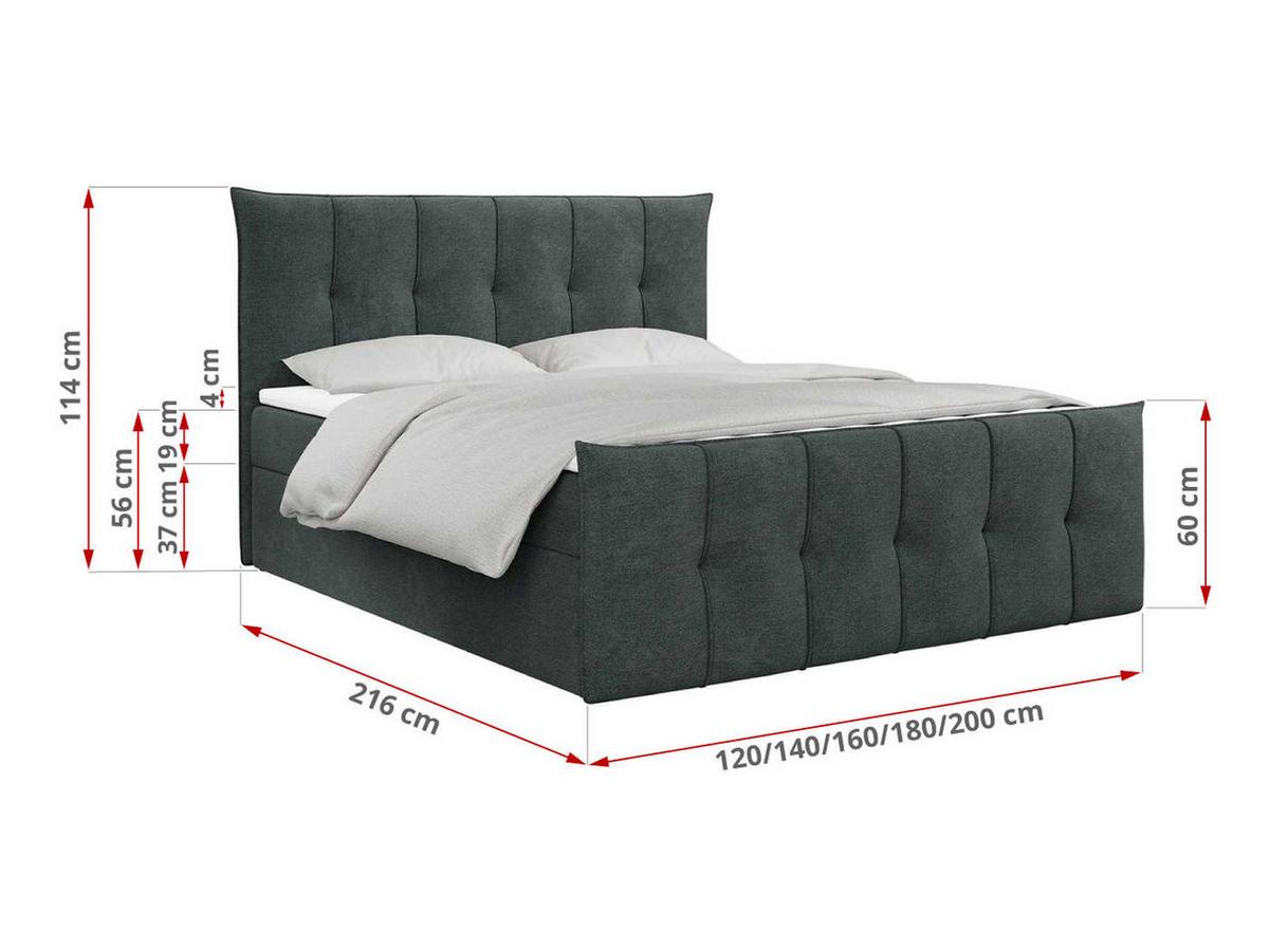 BOXBETT PREMIUM 11 140/200 Dunkelgrau Struktur - H3 - Dunkelgrau, Holz/Textil (140/200cm) - MKS