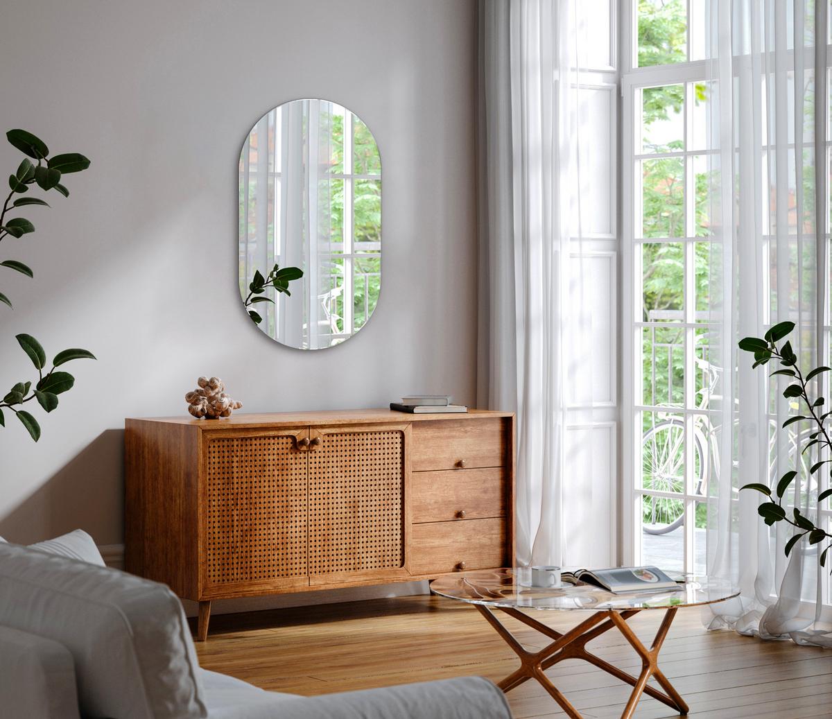 SPIEGEL 58 x 100 cm Oval - Blaugrau, Glas (58/100/0.4cm) - TULUP
